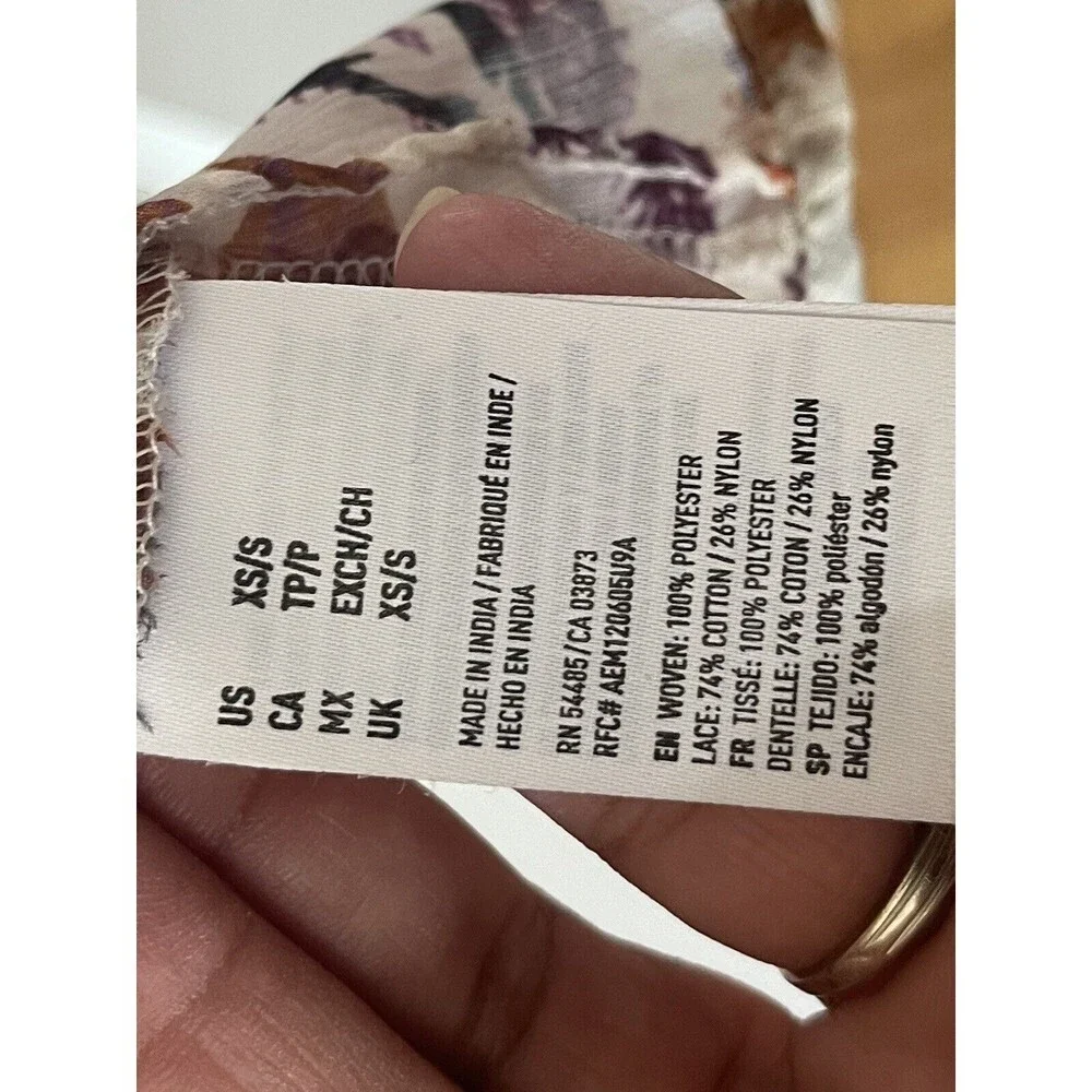 American Eagle Women’s Size XS Paisley Print Lace Trim Boho Kimono - Picture 6 of 9